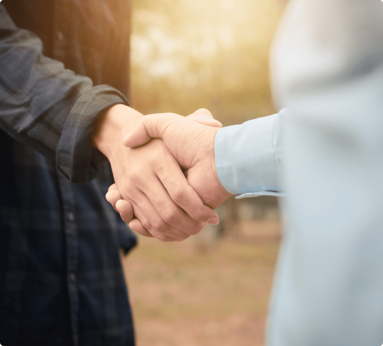 Handshake in outdoor setting