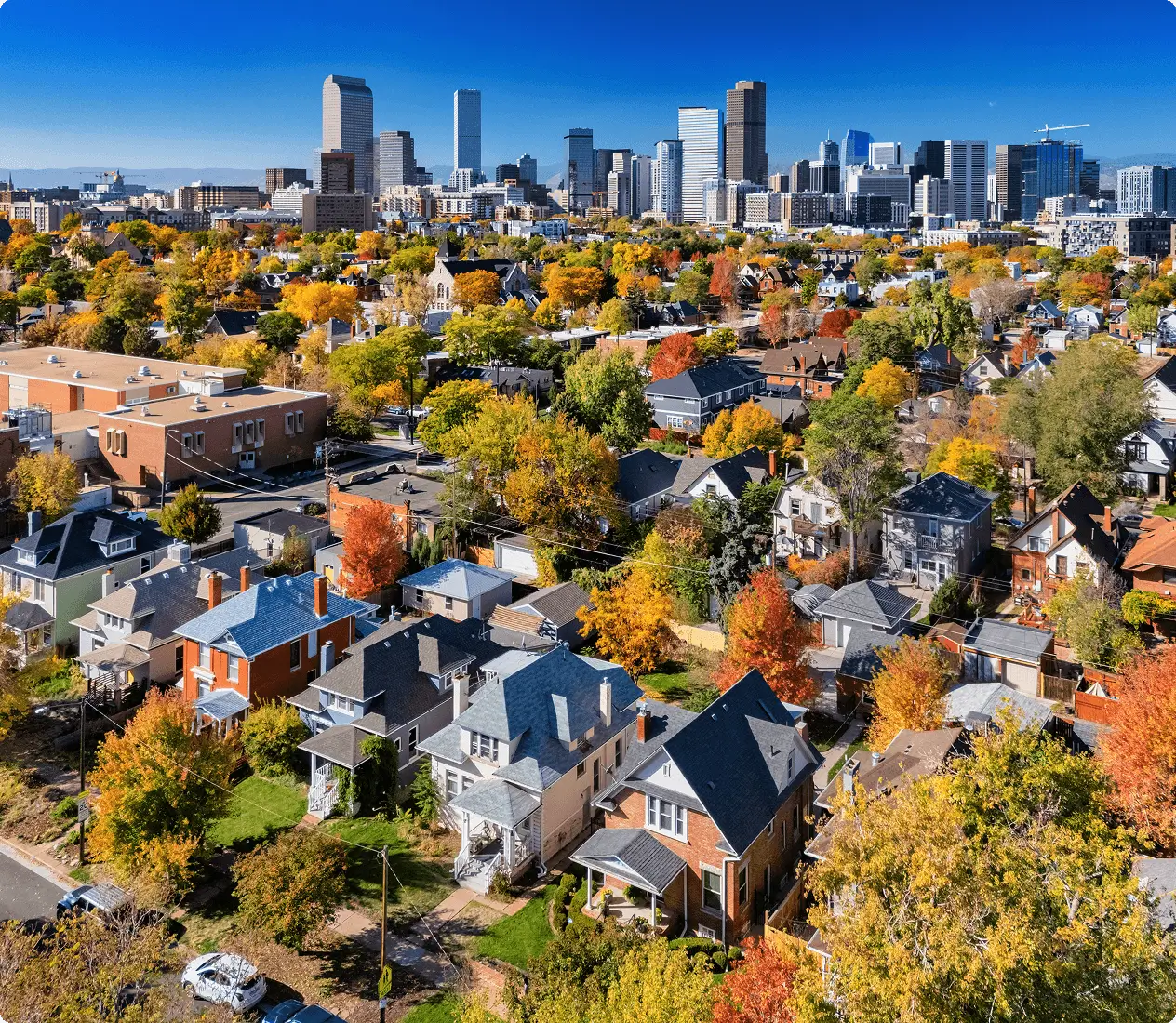 Urban neighborhood during fall season